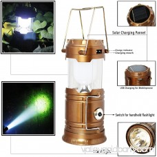 Solar Powered Camping Lantern, Solar LED Camp Light & Handheld Flashlight, Gold